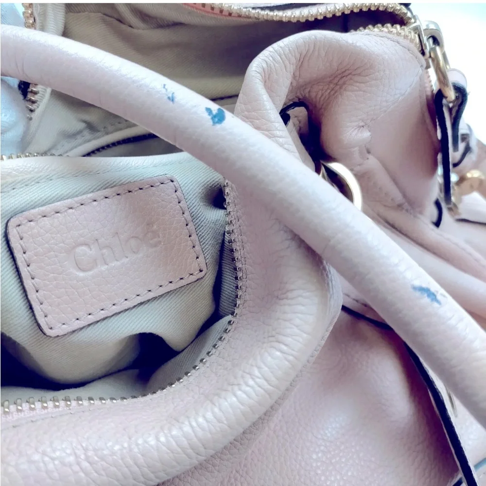 Chloe Blush Pink Leather Satchel with Gold Hardware